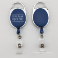 Customized Oval ABS Badge Reel Carabiner -ID -Karte einziehbarer Halter Zubehör zurück mit Clip